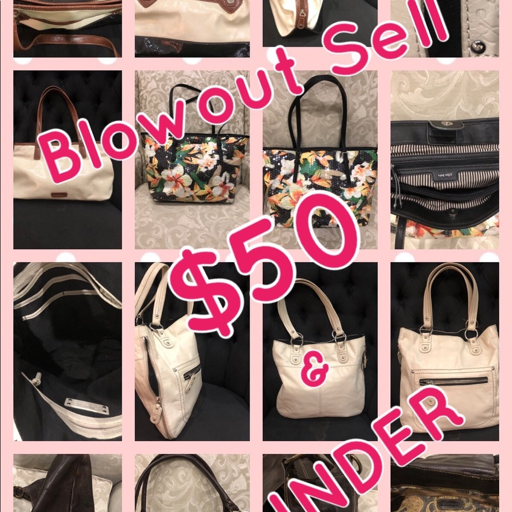 Various types of leather handbags